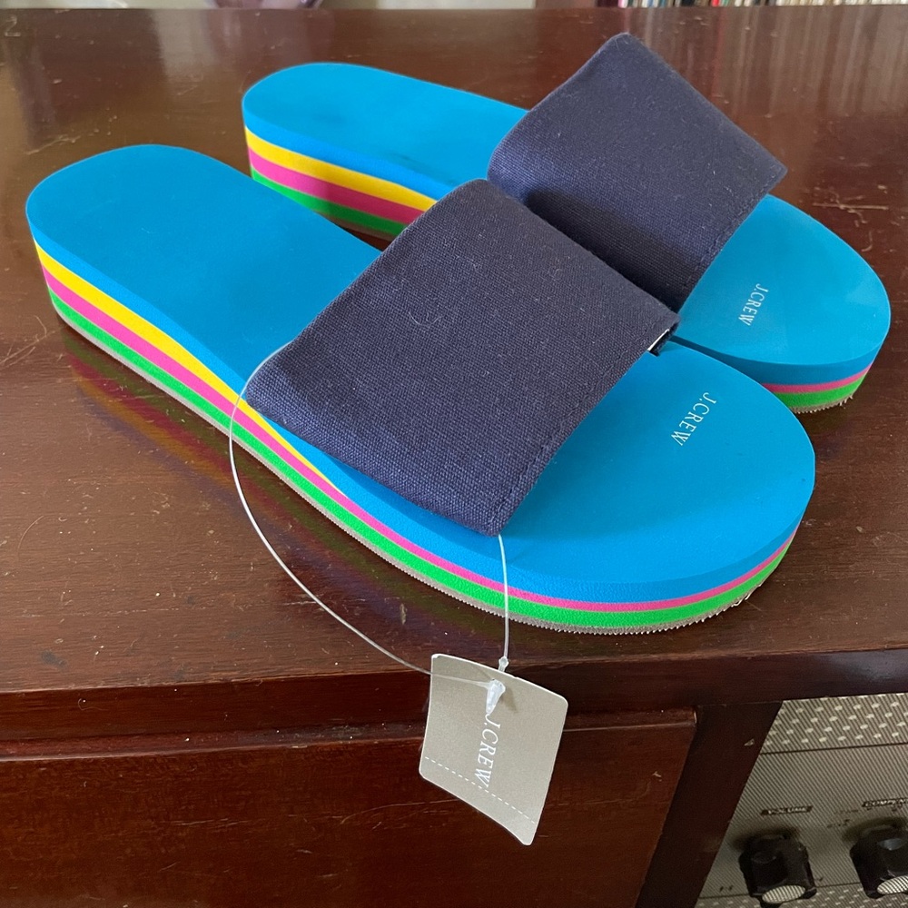 J. CREW Side Platform Rainbow Sandals